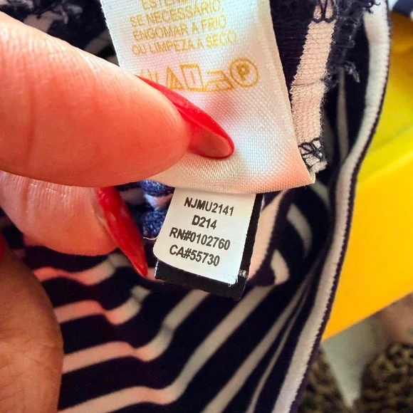 Kate Spade Striped Top Womens XS Navy White Ruffle Hem Nautical Preppy Chic - Picture 9 of 11